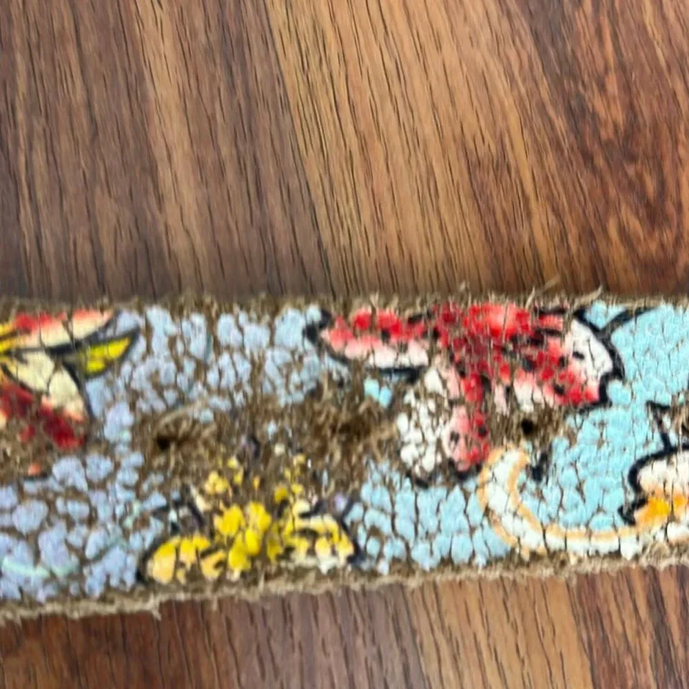 Vintage Ed Hardy y2k purple turquoise genuine leather belt brown no buckle S